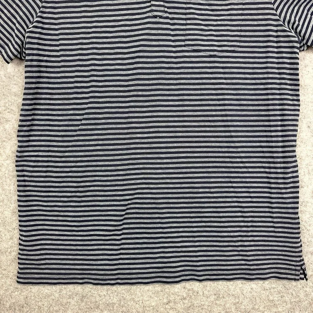 Banana Republic Performance Pique Polo Shirt Mens XL Blue Striped Short Sleeve